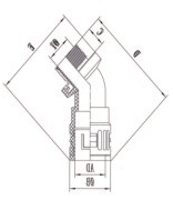 45°快插式尼龍塑料電纜防水接頭結構圖